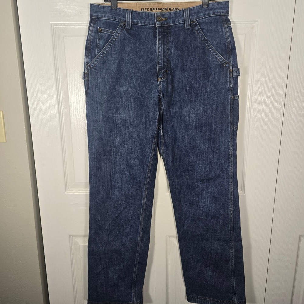 Duluth Trading Co Flex Ballroom Jeans Men's 34x34 Relaxed Carpenter Blue Denim
